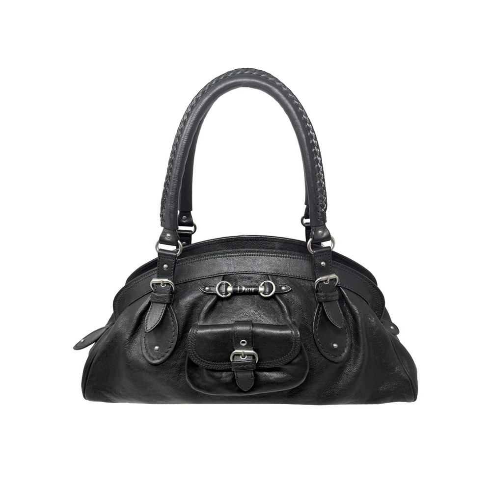 Dior Leather Hobo Bag Black Galliano Y2K Vintage Shoulder Purse